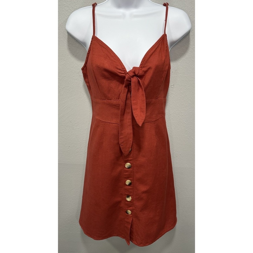 Truly 4 You Sun Dress Women's Size Medium Burt Orange Spaghetti Straps
